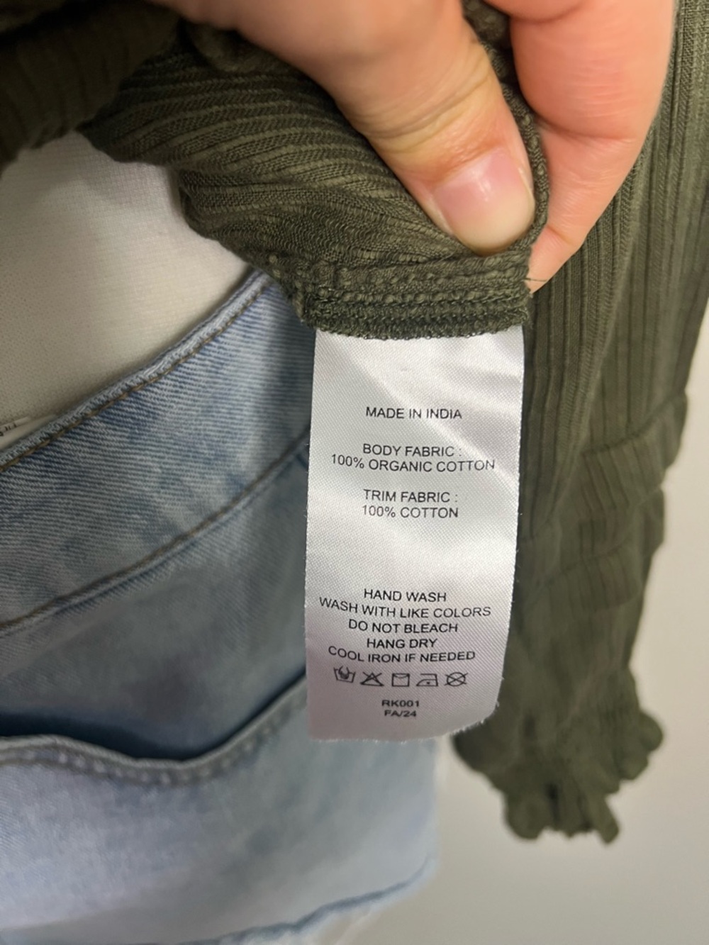Quince Organic Cotton Peasant Blouse Size S Green Textured Ruffle Neck Button - Picture 8 of 9